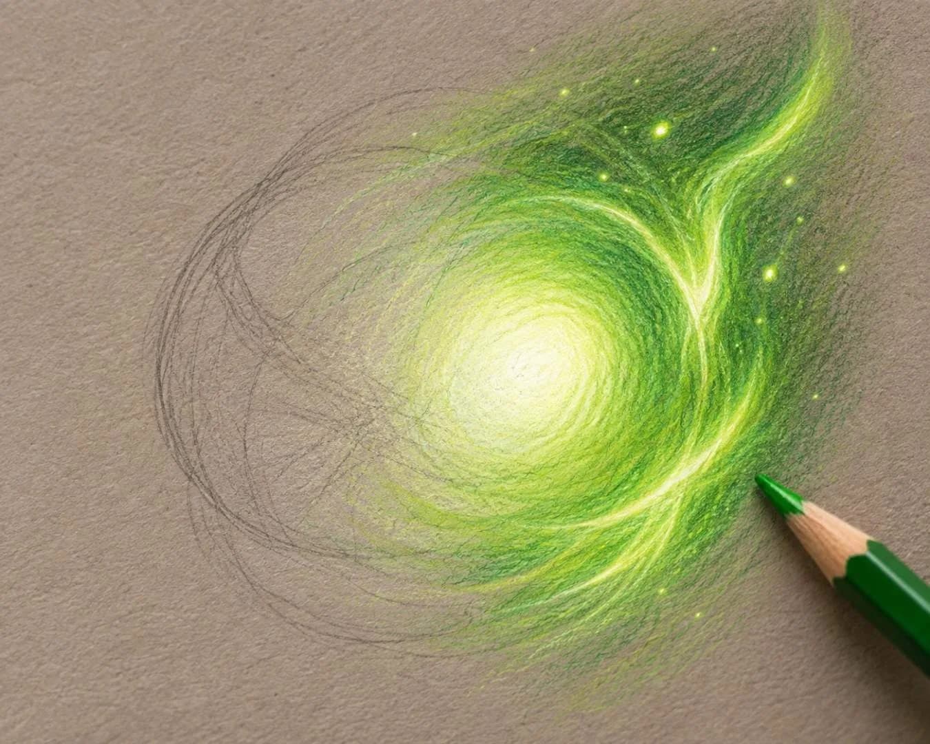 A simple glow layer built up from a pencil sketch, showing how the light-first technique works